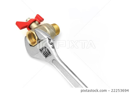 Two Ball Valves Grabbed With Adjustable Wrench Two Ball Valves Grabbed With Adjustable Wrench 22253694
