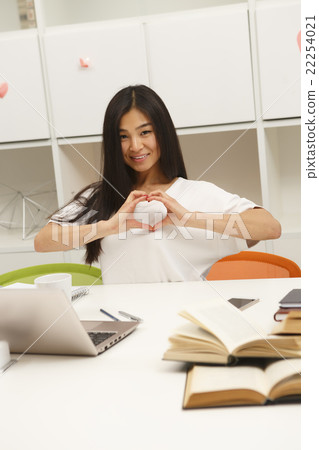 Asian student communicating Asian student communicating 22254021