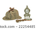 Sherlock Holmes Hat, Clock And Magnifying Glass 22254485