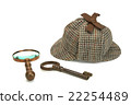 Sherlock Holmes Cap, Magnifying Glass And Key 22254489