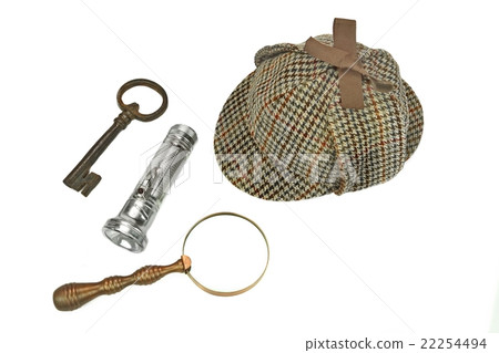 Sherlock Holmes Cap, Magnifying Glass, Flashlight 22254494