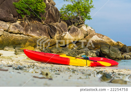 Colorful kyak boat on beach Colorful kyak boat on beach 22254758