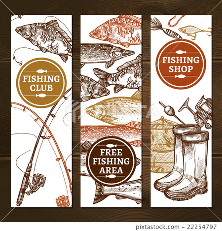 Fishing Vertical Banners Set Fishing Vertical Banners Set 22254797