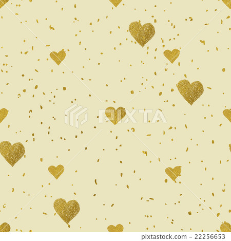 Golden hearts seamless pattern - Stock Illustration [22256653] - PIXTA