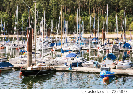 Sailboats at the pier in Brombachsee, Germany Sailboats at the pier in Brombachsee, Germany 22258783