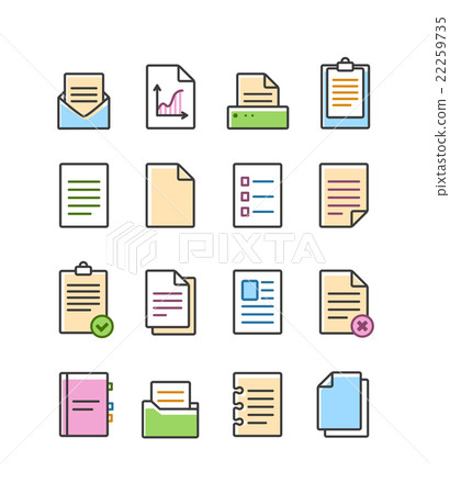 Vector linear document icons set isolated on white 22259735