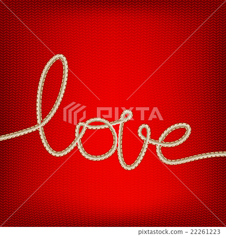 Thread word - love made from yarn on red. EPS 10 22261223