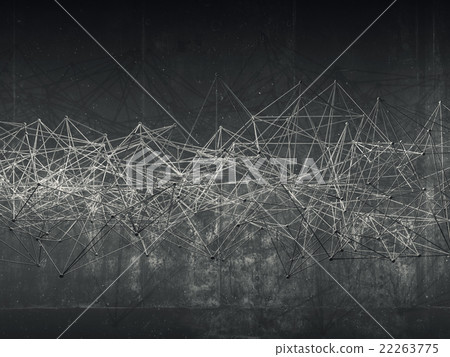 Abstract wire frame mesh structure, dark wall Abstract wire frame mesh structure, dark wall 22263775