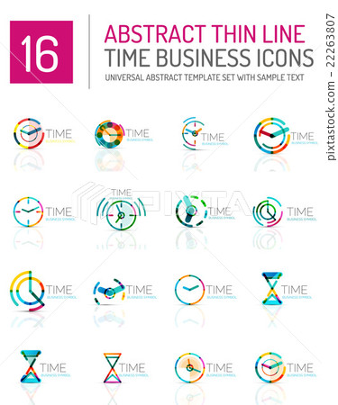 Geometric clock and time icon set 22263807