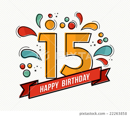 Colorful happy birthday number 15 flat line design Colorful happy birthday number 15 flat line design 22263858
