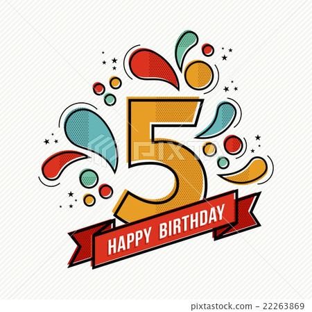 Colorful happy birthday number 5 flat line design Colorful happy birthday number 5 flat line design 22263869