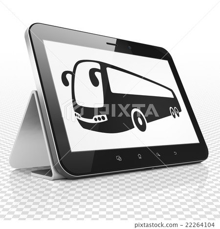 Vacation concept: Tablet Computer with Bus on 22264104