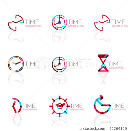 Geometric clock and time icon set 22264129