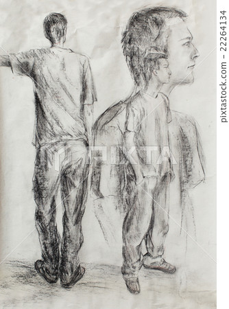 art drawing man and white paper background. art drawing man and white paper background. 22264134