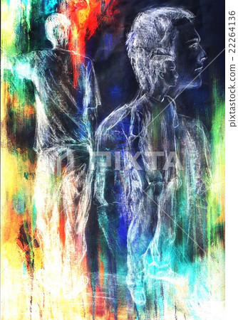 art drawing man and abstract color background. art drawing man and abstract color background. 22264136