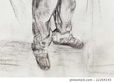 art drawing man legs and white paper background. art drawing man legs and white paper background. 22264143