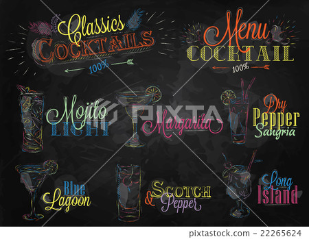 Cocktail menu colored chalk - Stock Illustration [22265624] - PIXTA