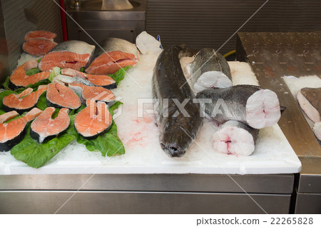 Fresh Sea Bass, salmon of Mediterranean cooking Fresh Sea Bass, salmon of Mediterranean cooking 22265828