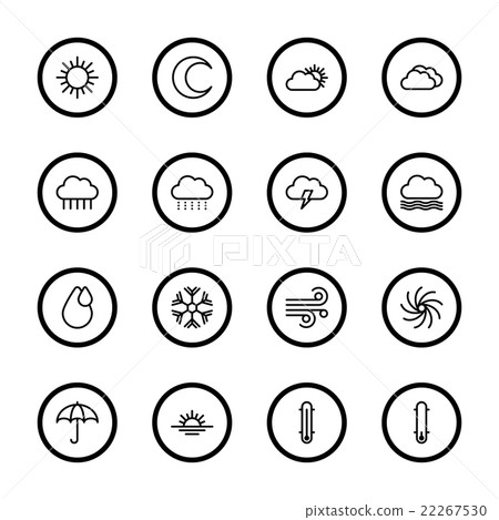 black line weather icon set circle - Stock Illustration [22267530] - PIXTA