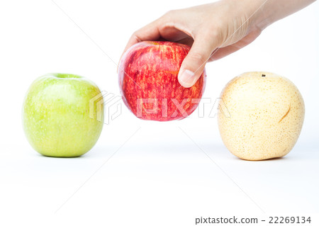 Three different kind of apples on white background 22269134
