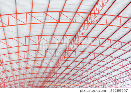 Red iron structure roof background 22269907