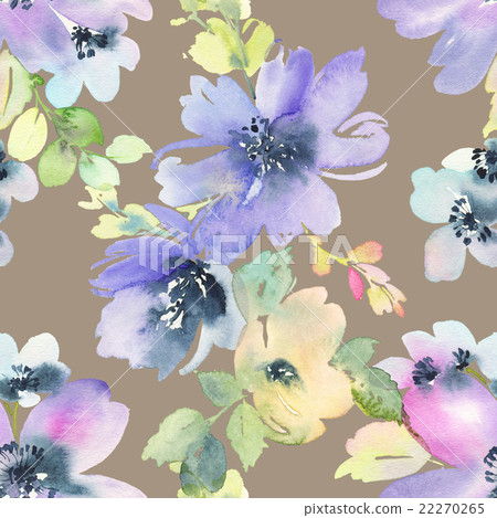 Seamless pattern with flowers watercolor 22270265