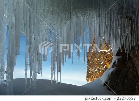 Ice curtain of icicles. Ice curtain of icicles. 22270552