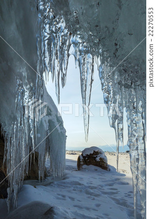 Ice curtain of icicles. Ice curtain of icicles. 22270553