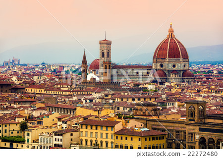 View of Florence in rainy foggy morning 22272480