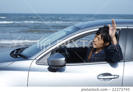 A man driving a sand beach 22273745
