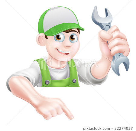 Man Holding Spanner and Pointing 22274037