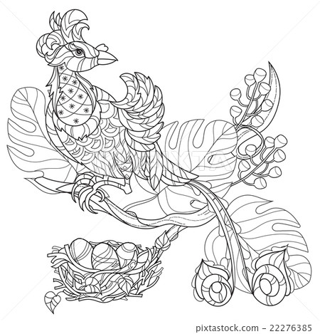 Stylized tropical bird.Hand drawn vector 22276385
