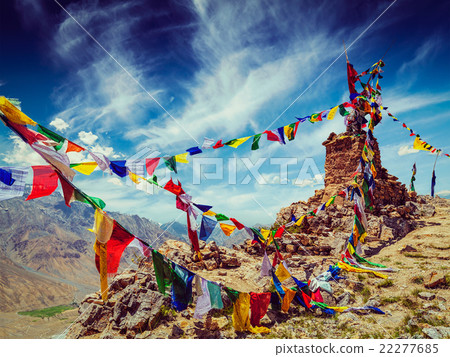 Buddhist prayer flags in Himalayas 22277685