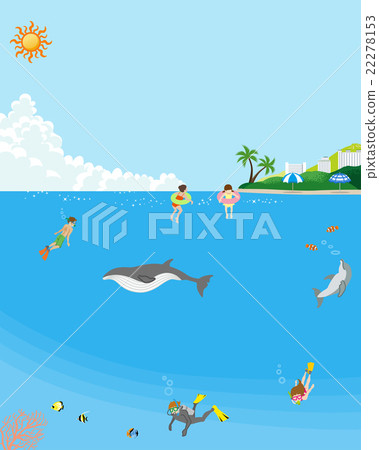 夏季海上游泳運動員水下海洋生物 22278153