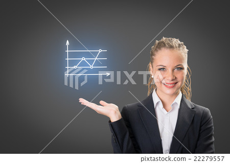 Success businesswoman showing business icon 22279557