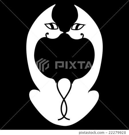 Abstract figure of Cute black cat sitting. Abstract figure of Cute black cat sitting. 22279928