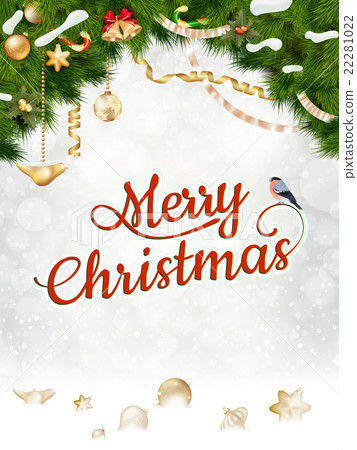 Christmas background with fir and gold balls. 22281022