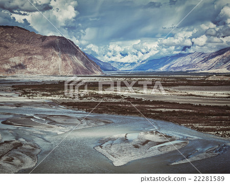 Nubra valley and river in Himalayas, Ladakh Nubra valley and river in Himalayas, Ladakh 22281589