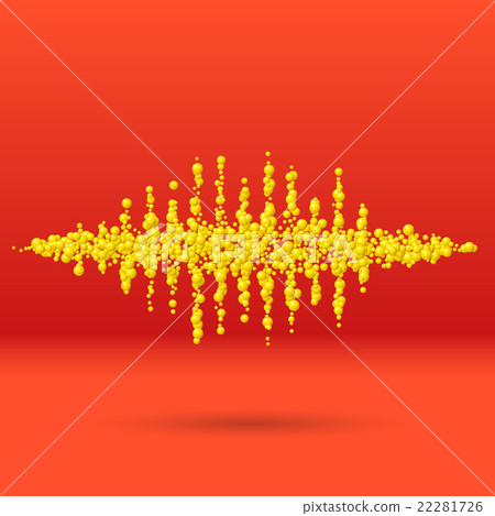 Sound waveform made of scattered balls 22281726