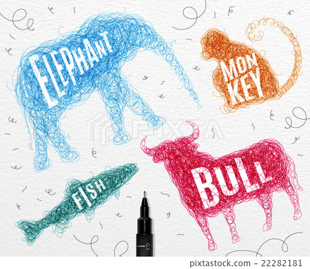 Tangled line elephant color Tangled line elephant color 22282181