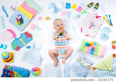 Baby with clothing and infant care items 22283175