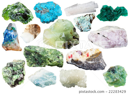 many natural mineral gems and crystals isolated 22283429