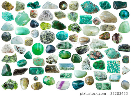 set of green stones, crystals and gemstones 22283433