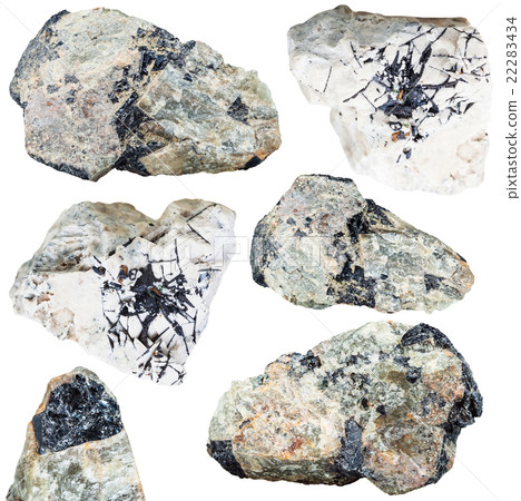 set of ilmenite ore on mineral stones and rocks 22283434