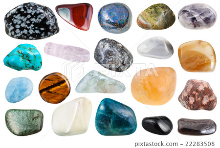 set of various tumbled mineral gemstones 22283508