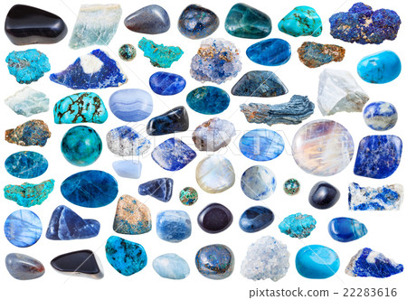 set of blue mineral stones and gems isolated 22283616