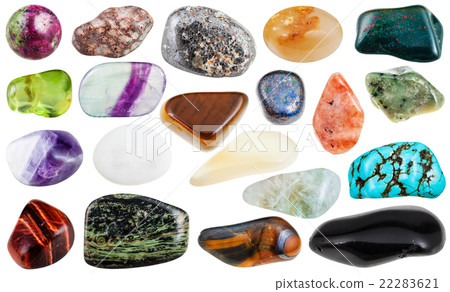 set of various tumbled natural gemstones 22283621