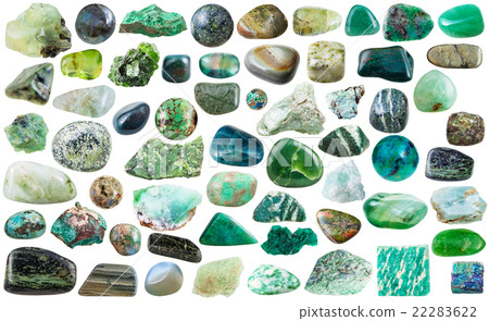 set of green mineral stones and gems isolated 22283622