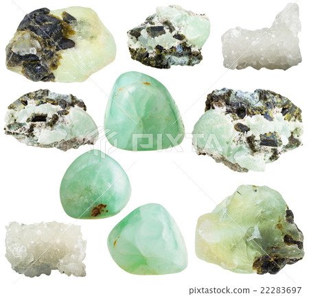 set of various prehnite mineral gemstones 22283697