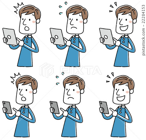 Illustration Material: Businessman Casual Smartphone Tablet Operation Variation Illustration Material: Businessman Casual Smartphone Tablet Operation Variation 22284153